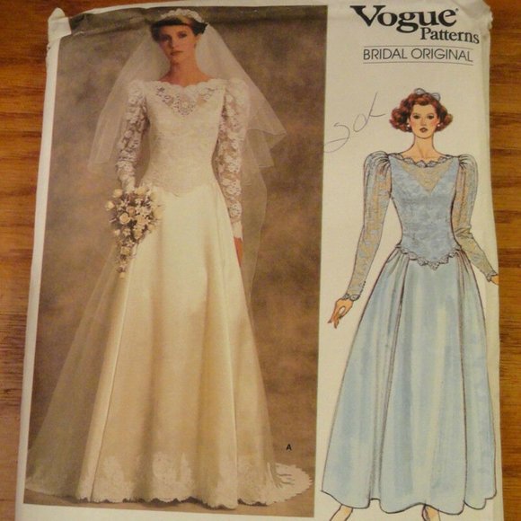 Wedding Gown Dress size 10 Bridal Vogue Pattern - Picture 1 of 2